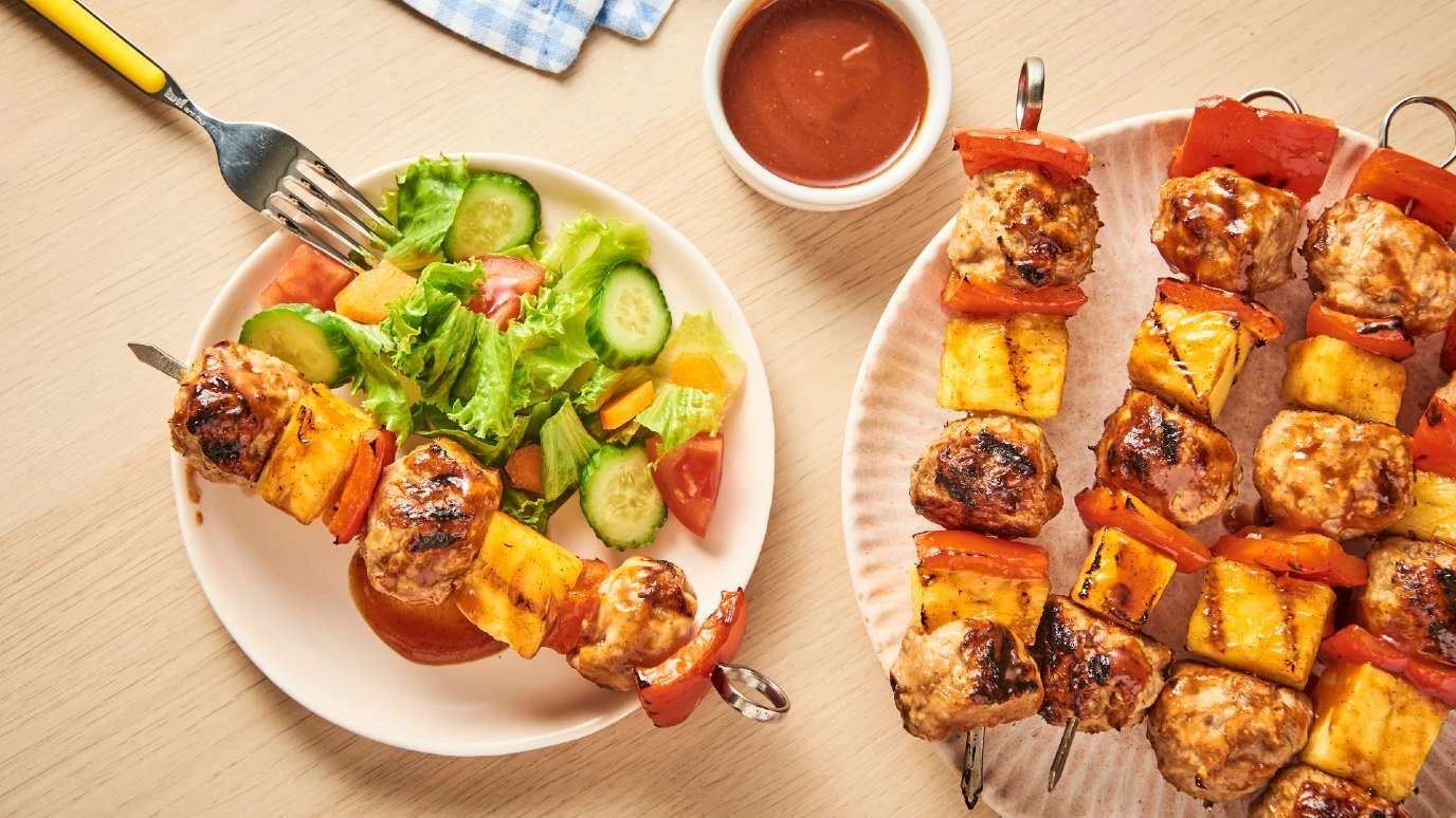 Grilled Turkey Meatball Skewers