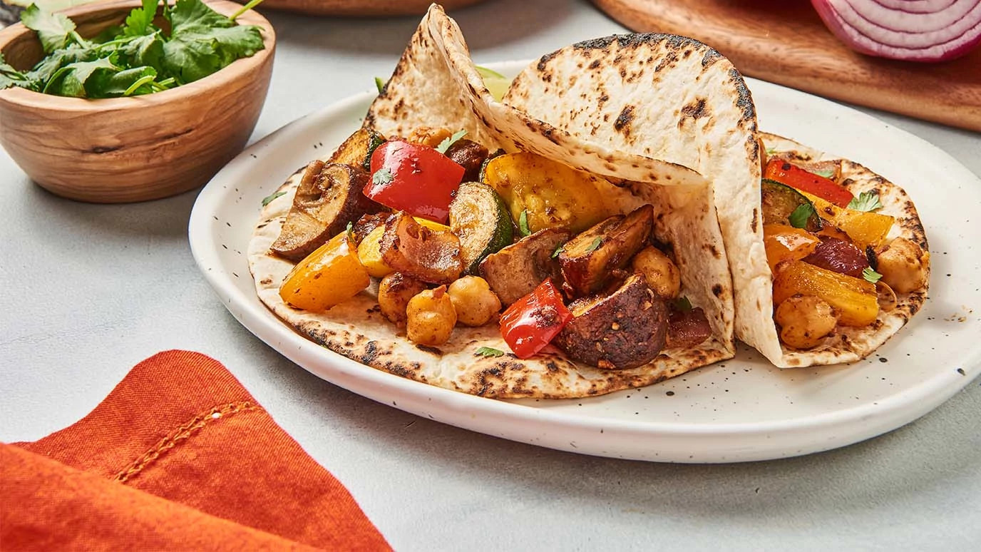 Sheet Pan Veggie and Chickpea Tacos