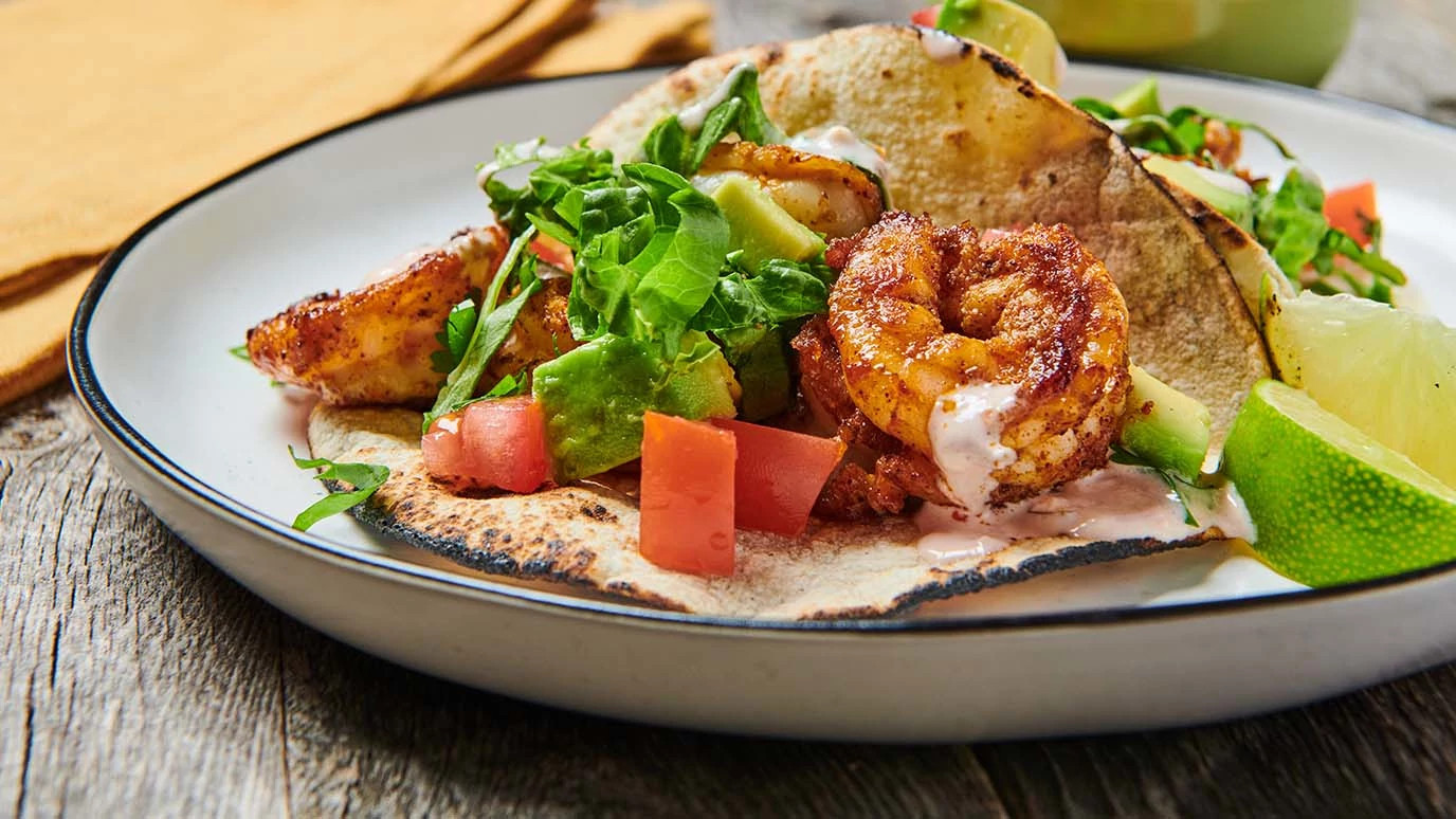 Chili Lime Shrimp Tacos with Creamy Salsa